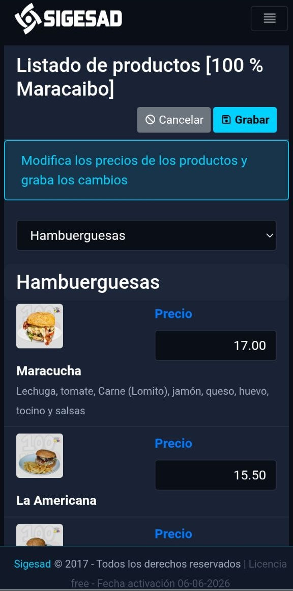 Administración de productos